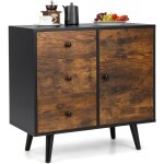 Costway - buffet bas industriel, buffet scandinave 3 tiroirs, placard  porte, tagre rglable, kit ...