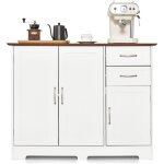 Costway buffet cuisine, meuble bas cuisine 2 placards 2 tiroirs, �tag�re r�glable, buffet salle � manger ...