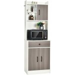 Costway - buffet de cuisine meuble cuisine rangement avec 3 portes et 1 niche de rangement, passe - c�ble ...