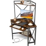 Costway - bureau d'angle avec �tag�re de rangement, bureau informatique avec 2 prises de courant & 2 ...