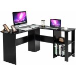 Costway - bureau en forme de l, bureau d'angle avec tagres de rangement  2 niveaux, 2 passe - cbles ...