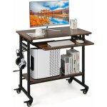 Costway bureau d'ordinateur � roulettes, bureau informatique mobile avec plateau clavier extractible, ...