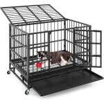 Costway - cage pour chien, cage chien pliable � roulettes, 2 portes verrouillables, plateau amovible, ...