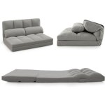 Costway canap� - lit paresseux pliable, canap� convertible avec dossier r�glable � 6 positions, matelas ...