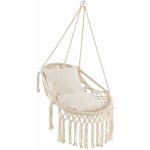 Costway chaise hamac sur pied avec support en mtal, chaise suspendue en macram charge 150kg avec coussins ...