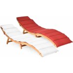 Costway - chaise longue pliante en bois massif, bain de soleil avec coussin rembourr  double face et ...