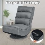 Costway chaise relax pivotant 360 degr�s pliable et r�glable en 5 positions, chaise rembourr�e confortable ...