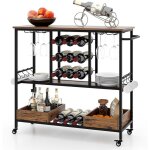 Chariot de bar 3 niveaux, desserte � roulettes, chariot � boissons industriel avec porte - bouteilles ...