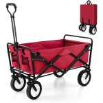 Costway - chariot de plage pliable 82 l, chariot de transport avec poigne rglable et porte - boissons ...