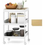 Costway - chariot de rangement 3 niveaux, desserte  roulettes avec plateau amovible, rangement cach, ...