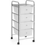 Chariot de rangement  roulettes avec 4 tiroirs plastiques amovibles, tour de rangement  roulettes, ...