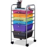 Costway - chariot de rangement � roulettes avec 6 tiroirs plastiques, tour de rangement, cadre en m�tal, ...