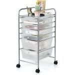 Costway chariot de rangement � roulettes avec 6 tiroirs plastiques, tour de rangement, cadre en m�tal, ...