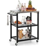 Costway - chariot de service d'ext�rieur � 3 �tag�res, desserte de jardin avec plateau et poign�e en ...