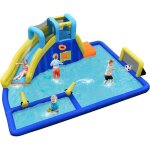 Costway - chteau gonflable aquatique 6 en 1 enfant 3 ans + pisine toboggan escalade football basket ...