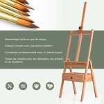 Costway chevalet de peintre sur pied en bois h�tre hauteur 2m avec tiroir et plateau support de toile ...
