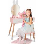 Costway ? coiffeuse enfant 2 en 1 avec miroir lapin ? table de maquillage en bois mdf ? 2 tiroirs et ...