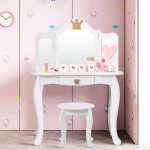 Costway - coiffeuse pour enfants avec miroir à trois volets, ensemble de coiffeuse 2 - en - 1 avec dessus ... Costway - coiffeuse pour enfants avec miroir à trois volets, ensemble de coiffeuse 2 - en - 1 avec dessus ...