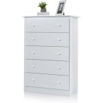 Commode chambre 5 tiroirs, commode rangement blanche, meuble tiroir rangement 115 cm, chiffonnier pour ...