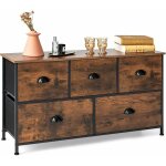 Commode meuble de rangement avec 5 tiroirs non - tissés 100 x 30 x 54 cm cadre en métal surface en mdf ... Commode meuble de rangement avec 5 tiroirs non - tissés 100 x 30 x 54 cm cadre en métal surface en mdf ...