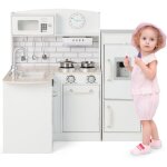 Cuisine d'angle enfants avec rfrigrateur spar, cuisinire de jeu en bois avec distributeur d'eau, ...