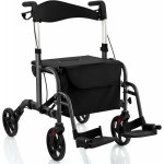 Costway - dambulateur  4 roues pliable en aluminium, rollator poignes rglables en hauteur 85 - 98 ...