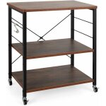 Desserte chariot de service pour micro - ondes � 3 plateaux avec 10 crochets amovibles roulettes verrouillable ...