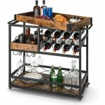 Costway desserte de cuisine avec plateau suprieur amovible, chariot de bar  roulettes avec casier  ...