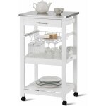 Costway desserte cuisine � roulettes avec tiroir et panier en fil m�tallique, chariot de service avec ...