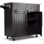 Costway ? desserte de cuisine �lot central avec 2 tiroirs et 2 placards ? bois d'h�v�a et pin ? 94x41x94cm ...