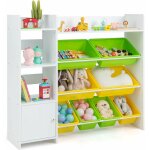 Costway tagre de rangement enfants avec 8 bacs en plastique amovibles, bibliothque  4 niveaux pour ...
