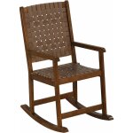 Fauteuil � bascule en bois d'h�v�a, chaise de jardin d'ext�rieur, rocking chair avec si�ge en pu, mobilier ...
