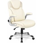 Costway - fauteuil de bureau ergonomique, chaise de bureau en cuir pu,  bascule, hauteur rglable, fauteuil ...