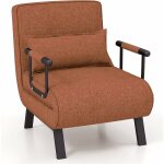 Costway - fauteuil convertible  lit 1 place, fauteuil de salon 4 - en - 1, dossier rglable en 6 positions ...