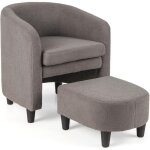 Costway fauteuil de salon en tissu bouclette avec repose - pieds, fauteuil rembourré en forme de tonneau ... Costway fauteuil de salon en tissu bouclette avec repose - pieds, fauteuil rembourré en forme de tonneau ...