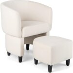 Costway - fauteuil de salon en velours avec repose - pieds, fauteuil rembourr� en forme de tonneau avec ...