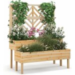 Costway - jardinire 2 niveaux avec treillis en bois de sapin avec trou de drainage, bac  fleurs pour ...