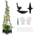 Costway - jardini�re sur�lev�e � roulettes avec treillis, lit de jardin avec auto - drainage oiseaux ...