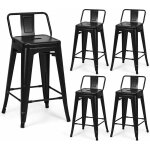 Costway lot 4 tabourets de bar mtal, dossier bas amovible, chaise industrielle empilable hauteur d'assise ...