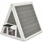 Costway - maison pour chat en bois avec toit triangulaire marches de saut 50 x 55 x 52 cm intrieur / ...