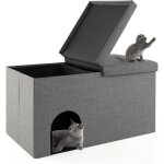 Costway - maison de toilette pour chat 2 en 1, banc pour chaussures avec toilettes caches pour chats, ...