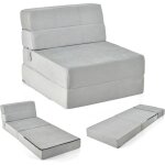 Costway - matelas lit fauteuil pliable, futon convertible en mousse haute densit� de 15 cm, chauffeuse ...