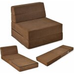 Costway - matelas lit fauteuil pliable, futon convertible en mousse haute densit� de 15 cm, chauffeuse ...