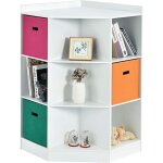 Costway - meuble de rangement d'angle enfants avec 9 niches, biblioth�que d'angle enfant avec �tag�re ...