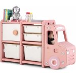 Meuble de rangement jouets pour enfant en forme camion avec 2 bac & 2 tiroirs, etagre  jouet en hdpe ...