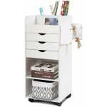 Costway meuble de rangement  roulettes verrouillables avec 3 tiroirs 3 etagres, 3 fentes, 2 barres ...