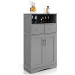Costway - meuble de salle de bain � 2 portes 2 tiroirs, colonne salle de bain armoire haute avec �tag�res ...