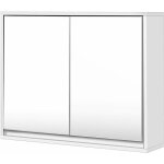 Costway meuble de salle de bain avec miroir hd, 55 x 14 x 45 cm armoire wc mural avec 2 portes, 2 etagres ...