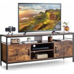 Costway - meuble tv industriel, meuble tl avce 2 placards  porte et 4 compartiments, meuble pour tv ...