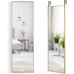 Costway - miroir mural - miroir � suspendre sur porte, 120 x 37 cm, miroir pleine longueur cadre en alliage ...